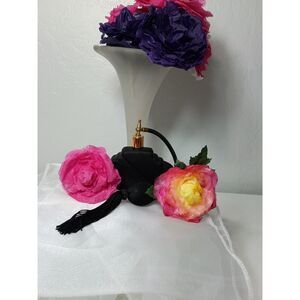 Black Fan -Shaped Art Deco Perfume Atomizer Sprayer~Vintage~